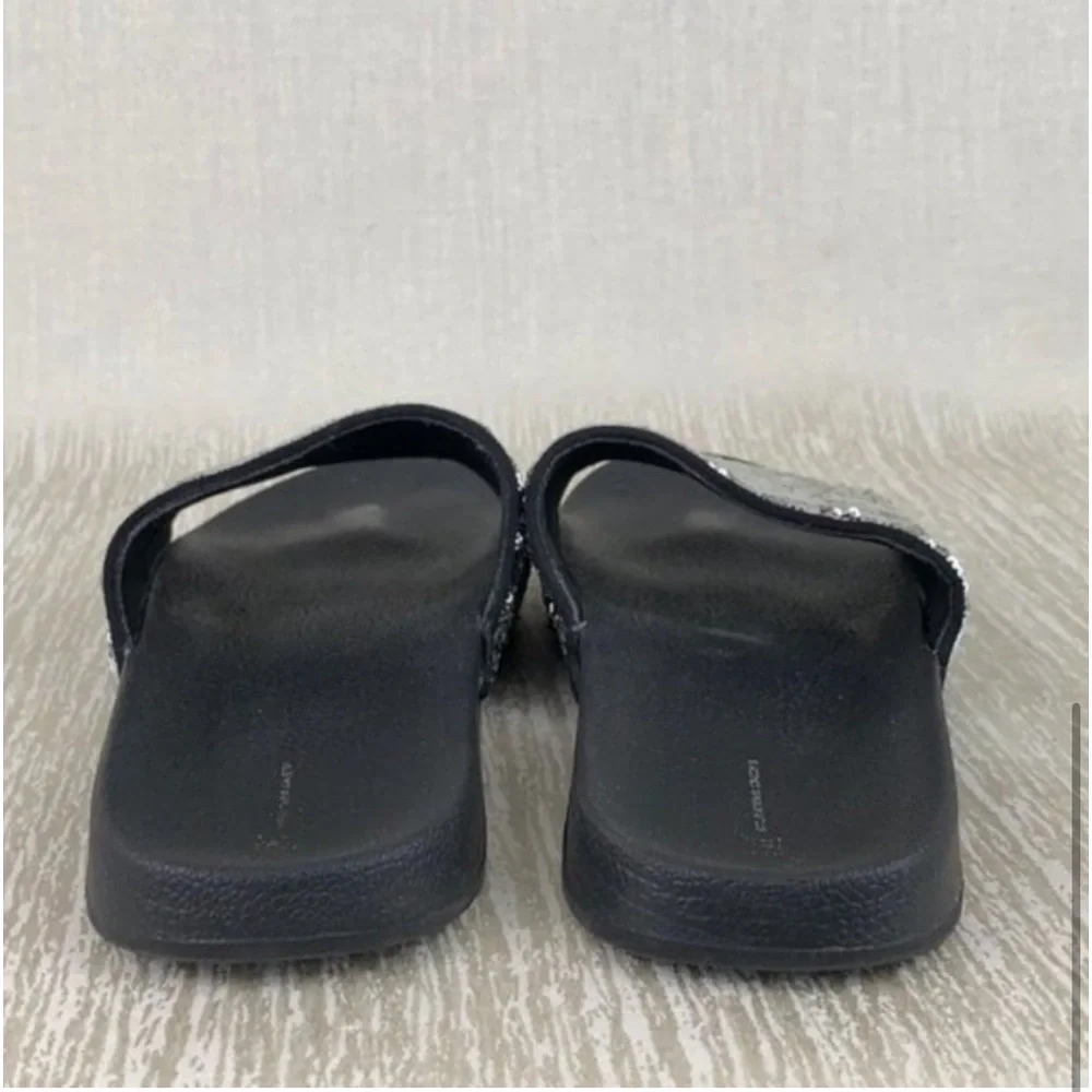 INC INTERNATIONAL•Black & Silver Sequin Slides•11